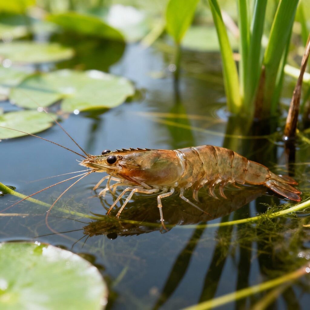 close up of healthy prawns in natural aquatic environment